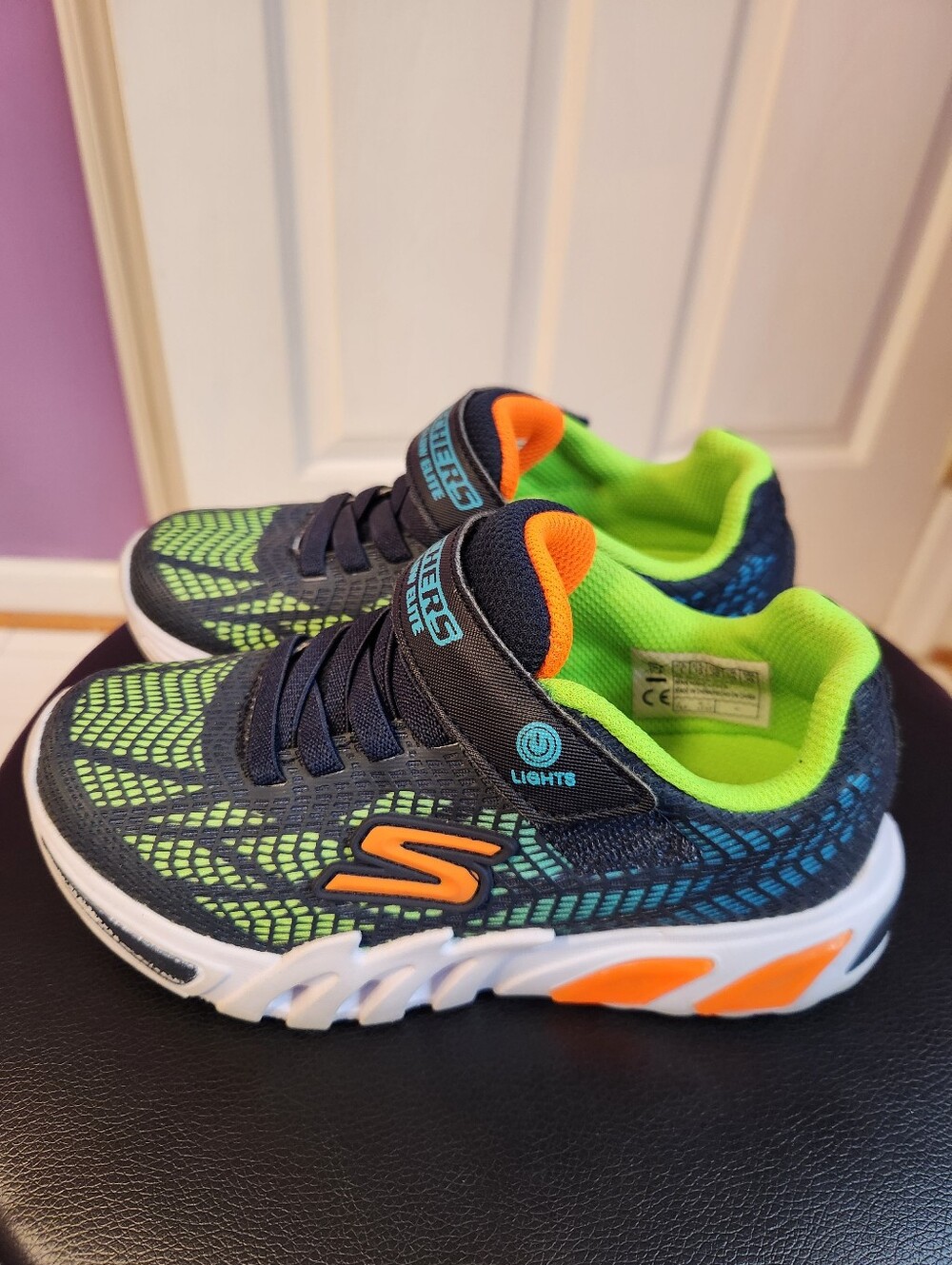 Skechers Kids Navy, Lime & Orange Light-Up Sneakers